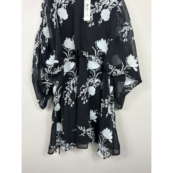 Alice + Olivia NWT Embroidered Holden Tunic Mini Dress Black Sz Medium Boho - Picture 4 of 10